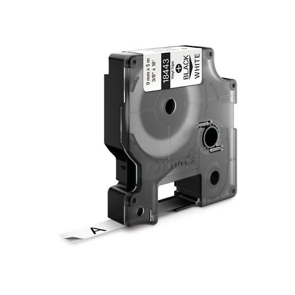 Picture of Genuine Rhino Industrial Vinyl 9mm x 5.5m. Black on White. Compatible w/ DYMO Rhino