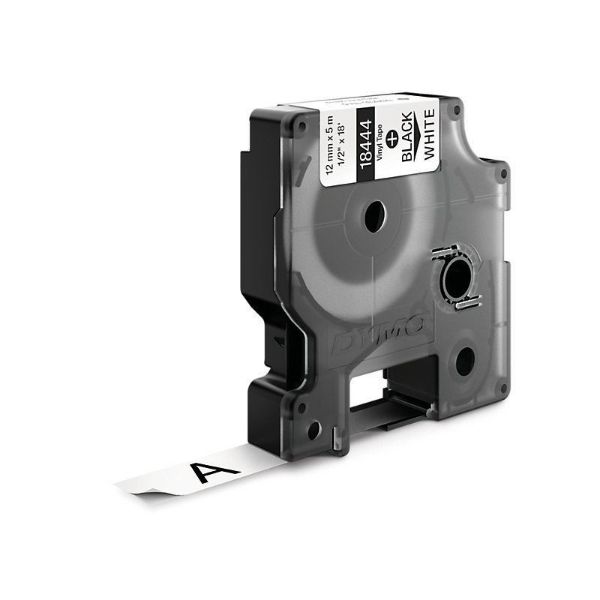 Picture of Genuine Rhino Industrial Vinyl 12mm x 5.5m. Black on White. Compatible w/ DYMO Rhino