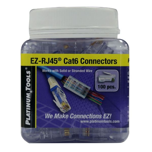 Picture of Cat6 EZ-RJ45 Plug. Easy install RJ45 plug for Cat6 solid or Stranded cable.
