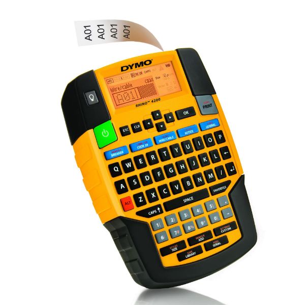 Picture of Rhino 4200 Industrial Label QWERTY keyboard. Includes over symbols & terms for electrical