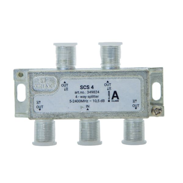 Picture of RF 4-Way Splitter 5-2400MHz. All ports power pass - diode steered