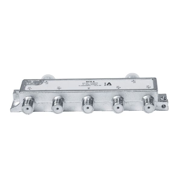 Picture of RF 6-Way Splitter 5-2400MHz. All ports power pass - diode steered