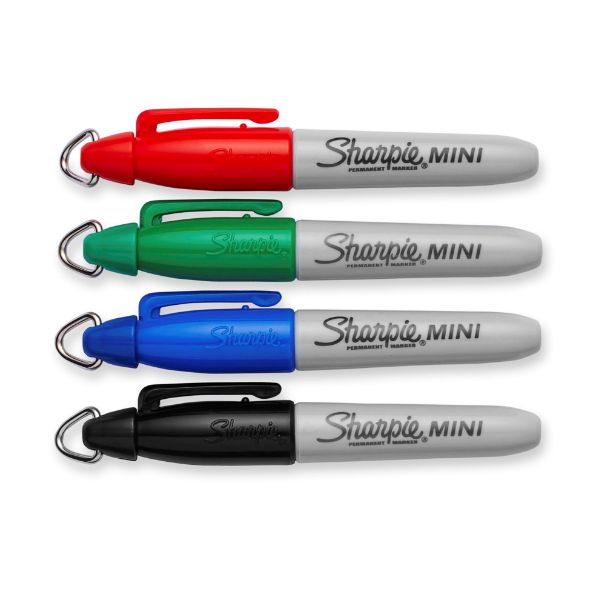 Picture of 4-Pack Mini Fine Point Permanent Markers. Permanent on most Surfaces