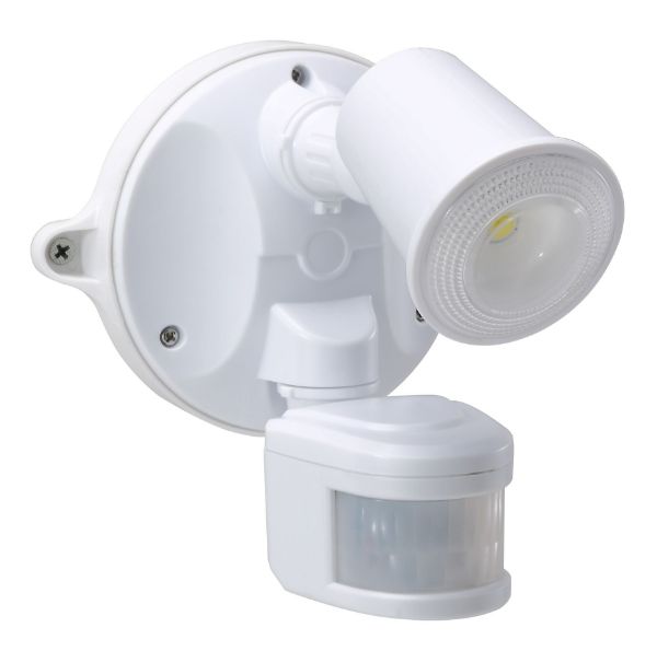 Picture of 10W Single LED Spotlight w/ Motion Sensor. IP54 Passive IR. 9m (Side) & 12m (Front)