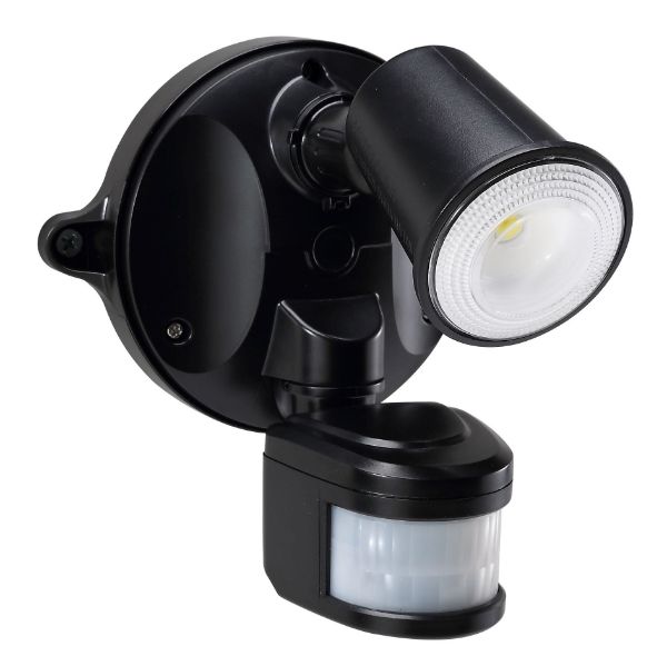 Picture of 10W Single LED Spotligh w/ Motion Sensor. IP54 Passive IR. 9m (Side) & 12m (Front)