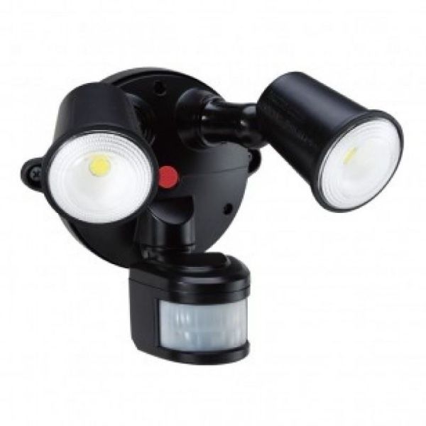 Picture of 10W Twin LED Tricolour Spotlight Motion Sensor. IP54. 12m Detection Range & 180