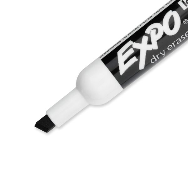 Picture of Dry Erase Markers Chisel Tip. 12-Pack. Black Colour. Bright Vivid Non-toxic Ink.