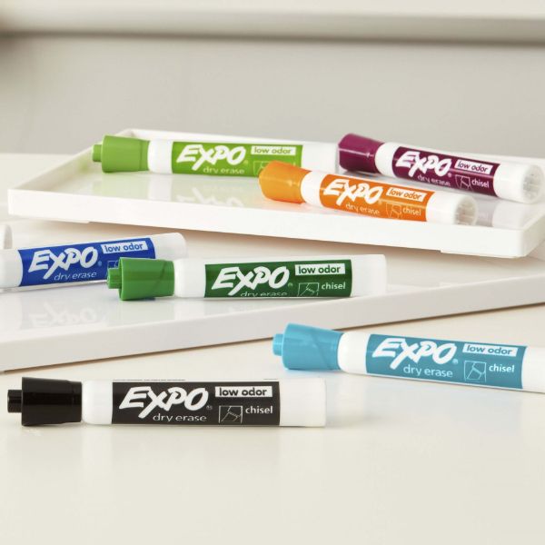 Picture of Dry Erase Markers Chisel Tip w/ Cleaning Spray & Eraser Red Blue Green & Black