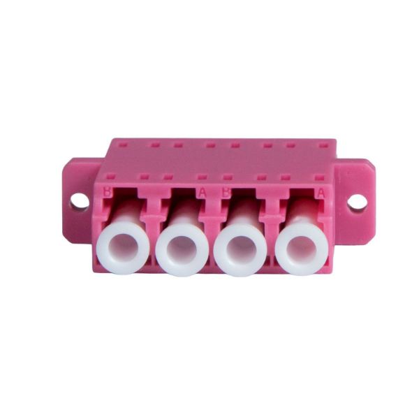 Picture of Fibre LC/LC Quad Multi-mode Joiner Zirconia Ceramic Sleeve Raspberry Pink