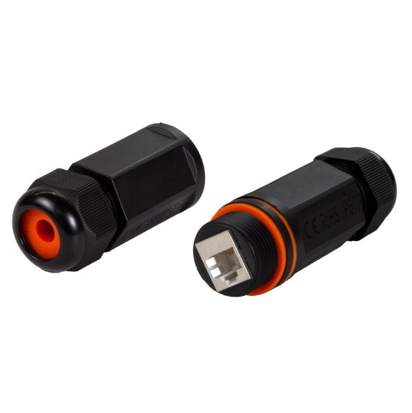 Picture of Cat6/6A Waterproof In-line Connector Coupler Shielded Femal to Female IP67 RJ45-RJ45