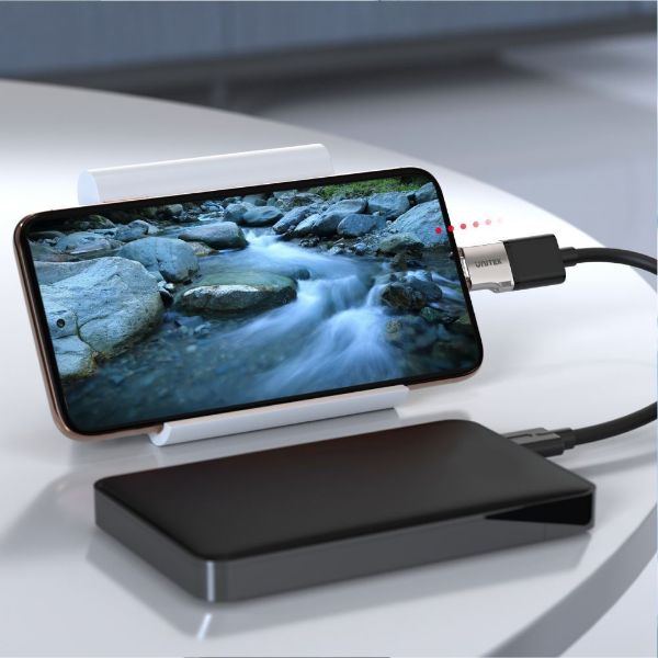 Picture of USB-C Male to USB-A Female Ultra-Tiny Adaptor w/ Easy Grip Design. Superspeed