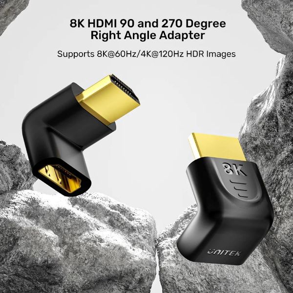 Picture of 8K HDMI 90 & 270 Degree Right Angle Adapter w/ Gold-Plater Connectors