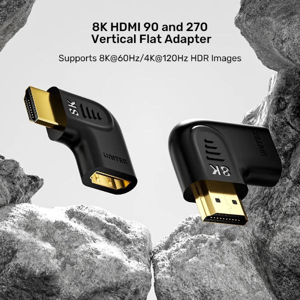 Picture of 8K HDMI 90 & 270 Degree Vertical Flat Adapter w/ Gold-Plater Connectors