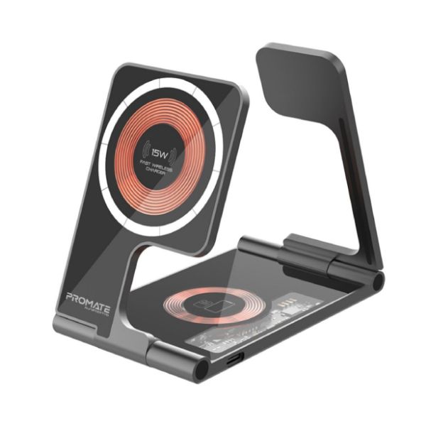 Picture of 3-in-1 Ultra-Slim Foldable 15W Magsafe Wireless Charging Station. 3W Apple Charger.