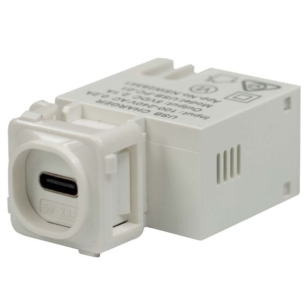 Picture of USB-C 2.1A Keystone Charging Mechanism Input: 100-240V 50Hz Output: 5VDC 2.1A