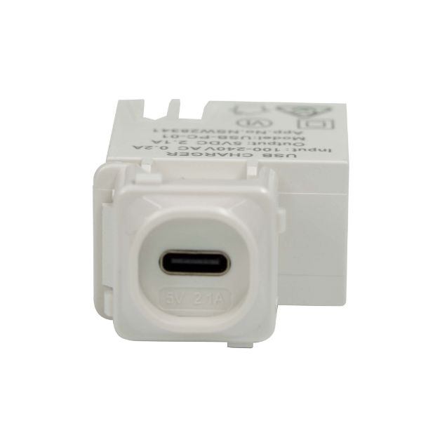 Picture of USB-C 2.1A Keystone Charging Mechanism Input: 100-240V 50Hz Output: 5VDC 2.1A