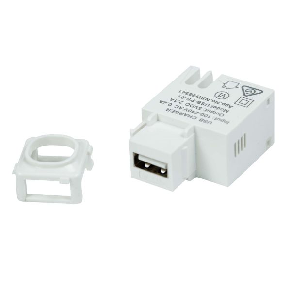 Picture of USB-A 2.1A Keystone Charging Mechanism Input: 100-240V 50Hz Output: 5VDC 2.1A