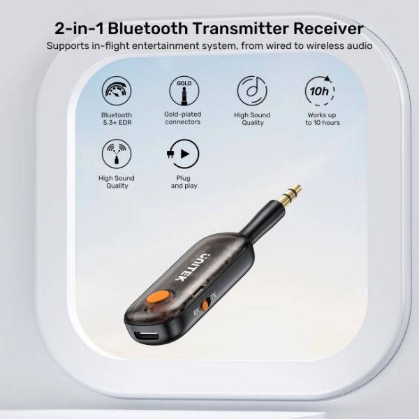 Picture of 2-in-1 3.5mm Audio Connector w/ Transmit & Reciever Units. for Airplane Entertainment