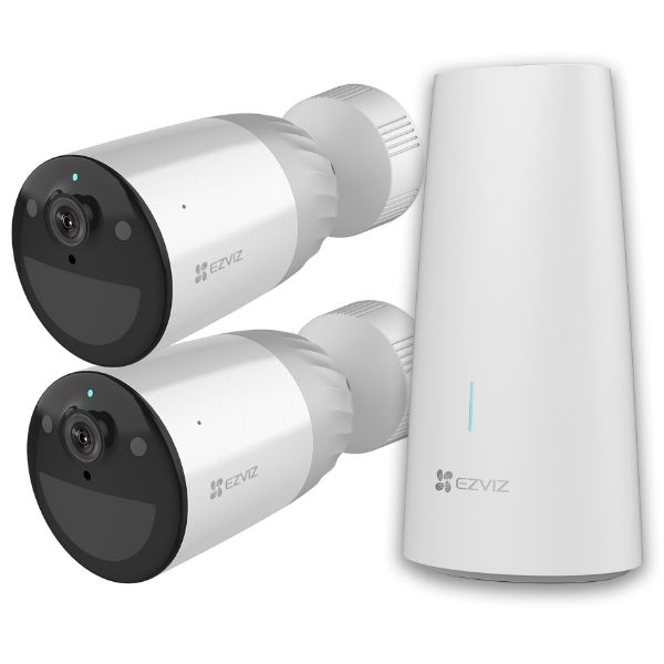 Picture of 4MP (2K) 2x Camera Wire-Free Security Kit. Includes 1x Base Station & 2x BC1 4MP Outdoor
