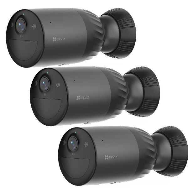 Picture of 8MP (4K) 3-Pack BC1C Outdoor IP65 Security Camera Bundle. 10400mAh Battery Colour Night