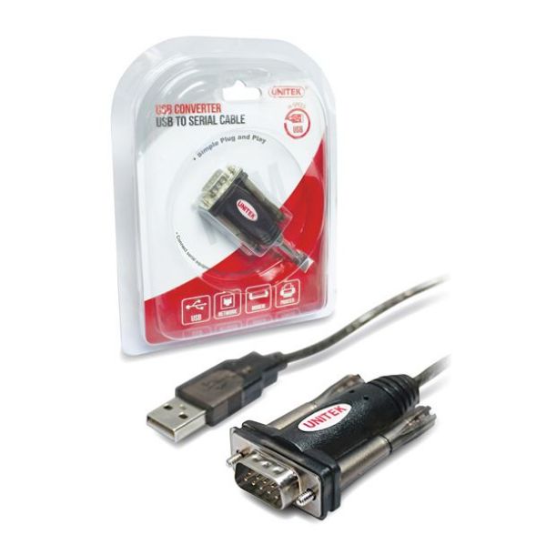 Picture of 1.5m USB-A to Serial DB9 RS232 Cable. Windows 10 Compatible