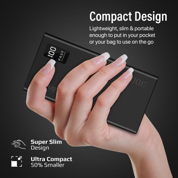Picture of 20000mAh Power Bank w/ Smart LED Display & Super Slim Design Black