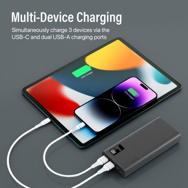 Picture of 20000mAh Power Bank w/ Smart LED Display & Super Slim Design Black