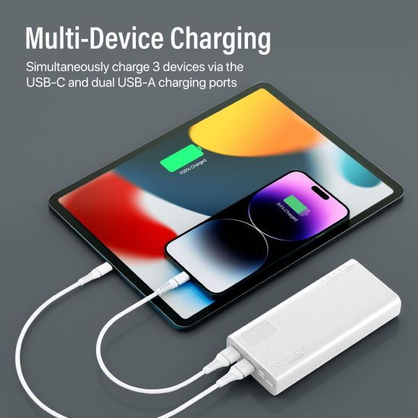 Picture of 20000mAh Power Bank w/ Smart LED Display & Super Slim Design White