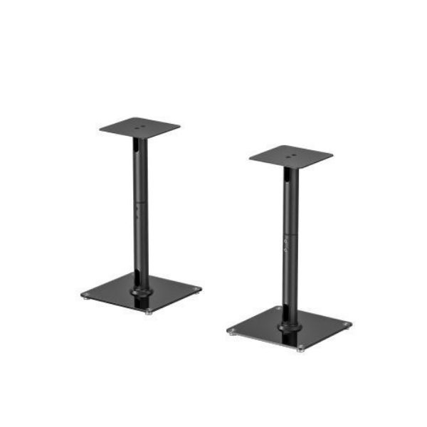 Picture of 24'' Aluminium/Glass Floor BookShelf Speaker Stand Tempered Glass Base w/ Floor