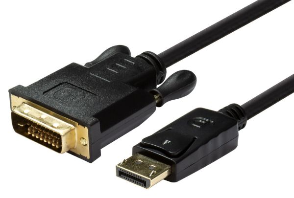 Picture of 1.5m DisplayPort Source to DVI-D Monitor Male Cable Max Resolution 1080p 60Hz.