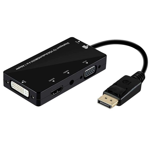 Picture of 4-in-1 Adaptor w/ DisplayPort Connector. Includes HDMI DVI VGA