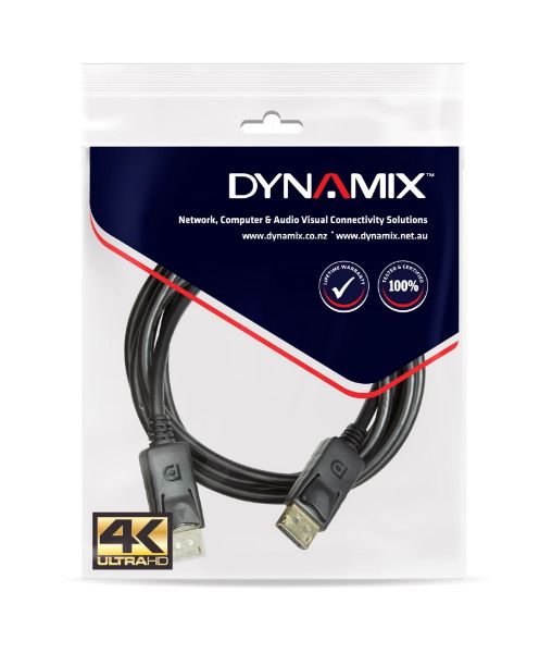 Picture of 10m DisplayPort v1.2 Cable w/ Gold Shell Connectors DDC Compliant 4K60hz