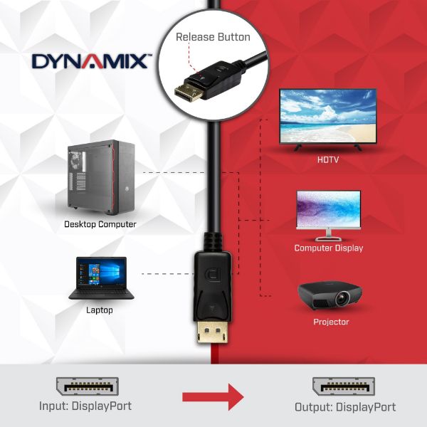 Picture of 5m DisplayPort v1.2 Cable w/ Gold Shell Connectors DDC Compliant 4K60hz