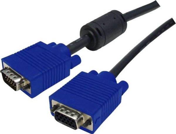 Picture of 10m VESA DDC VGA Extension Cable Moulded HDDB15 M/F Coaxial Shielded