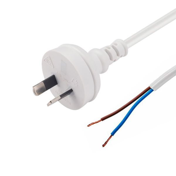 Picture of 2M 2-Pin Plug to Bare End 2 Core 0.75mm Cable White Colour SAA Approved