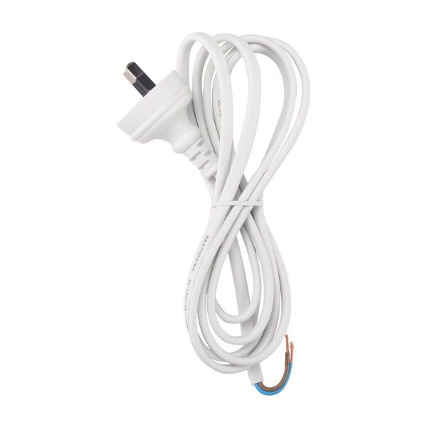 Picture of 2M 2-Pin Plug to Bare End 2 Core 0.75mm Cable White Colour SAA Approved