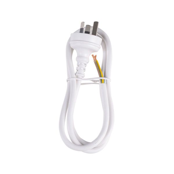 Picture of 1M 3-Pin Plug to Bare End 3 Core 1mm Cable White SAA Approved