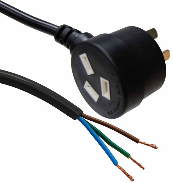 Picture of 3M 3-Pin Tapon Plug to Bare End 3 Core 1mm Cable Black SAA Approved