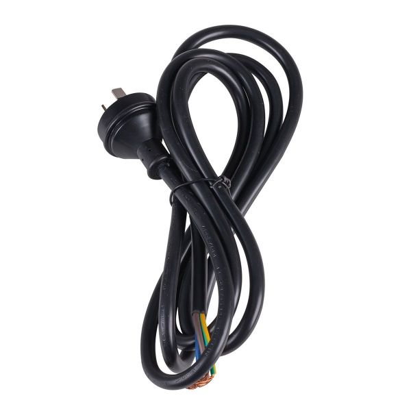 Picture of 2M 3-Pin Plug to Bare End 3 Core 1.5mm Cable Black Colour SAA Approved.