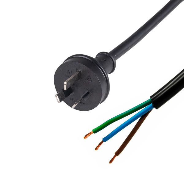 Picture of 3m 3-Pin Plug to Bare End 3 Core 1.5mm Cable Black Colour SAA Approved.