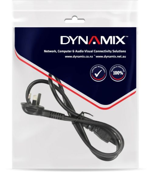 Picture of DYNAMIX 2M Flat Head 3-Pin to C5 Clover Shaped Female Connector 7.5A SAA approved Po