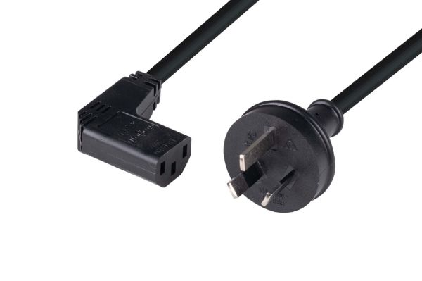 Picture of 2M 3-Pin Plug to Right Angled IEC C13 Connector 10A Power Cord. 1.0mm