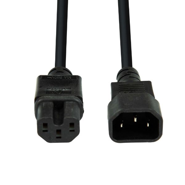 Picture of 1.8M IEC C14 to Notched C15 10A SAA Approved Power Extension Cable. 1.0mm core.