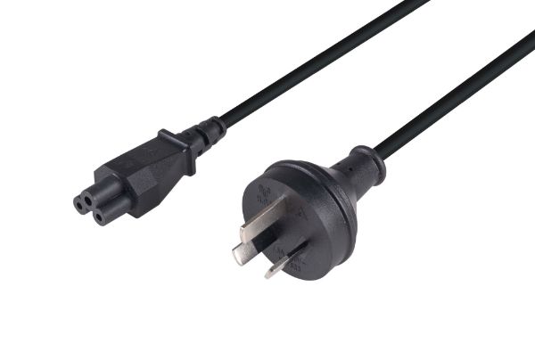 Picture of 0.3m 3-Pin to C5 Clover Shaped Female Connector 7.5A SAA approved Power Cord 0.75mm