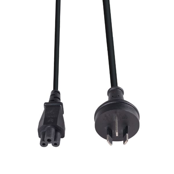 Picture of 1M 3-Pin to C5 Clover Shaped Female Connector 7.5A. SAA approved Cord. 0.75mm