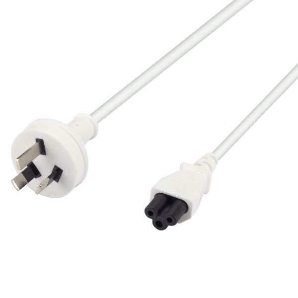 Picture of 2M 3-Pin to C5 Clover Shaped Female Connector 7.5A. SAA approved Power Cord 0.75mm