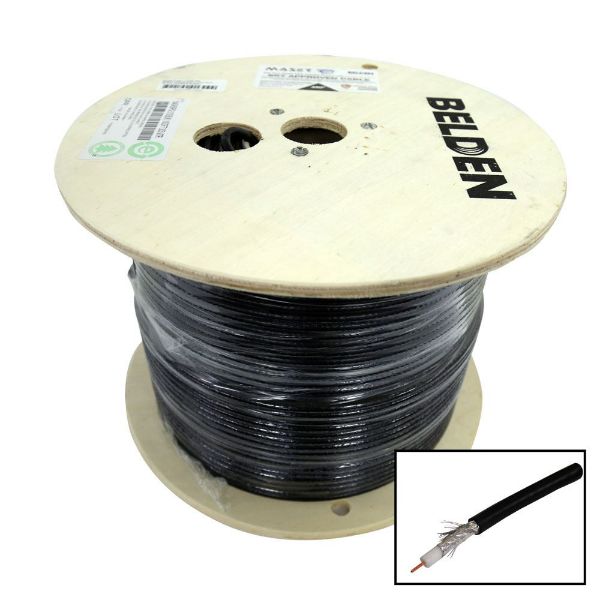 Picture of 305m Roll RG6 Shielded Cable Black 75ohm 18AWG Solid Core Foil/Braid Shield SKY APPROVED