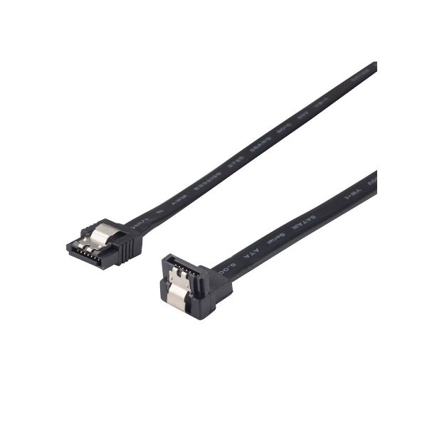 Picture of 0.5m Right Angled SATA 6Gbs Data Cable w/ Latch Black