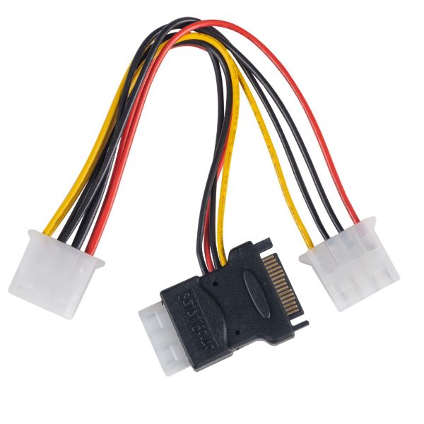 Picture of Dual Port Serial ATA Power Splitter Cable Converts SATA to 2x 5.25'' Power Connector