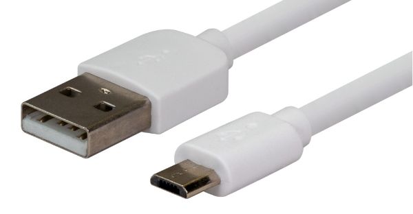 Picture of 0.3m USB 2.0 Micro-B Male to USB-A Male Connectors Colour White